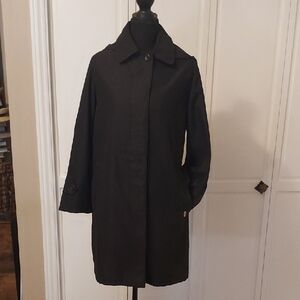 London Fog Rain Coat Black Size PS Belted With Pockets Detatchable Hood